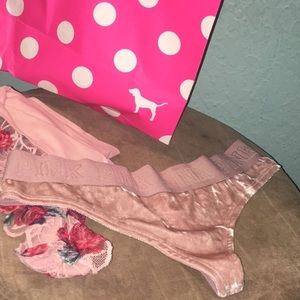 Pink VS cheeky panty & velvet logo thong